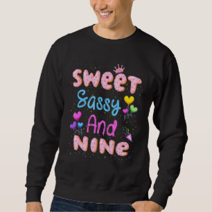 Süße Freche und Neun 9. Geburtstag Donut 9 Jahre Sweatshirt