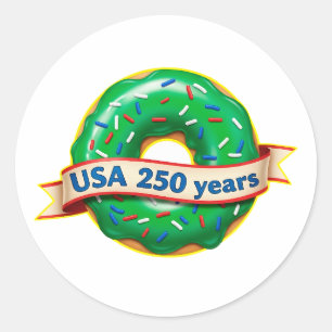 Süße Freiheits-Donut USA 250 Jahre Runder Aufkleber