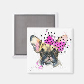 Süsse French Bull Dog Magnet (Vorderseite/Rückseite)