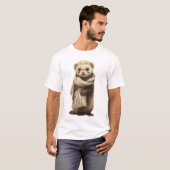 Süße Frettchen-Illustration mit gestricktem Schal T-Shirt (Vorne ganz)