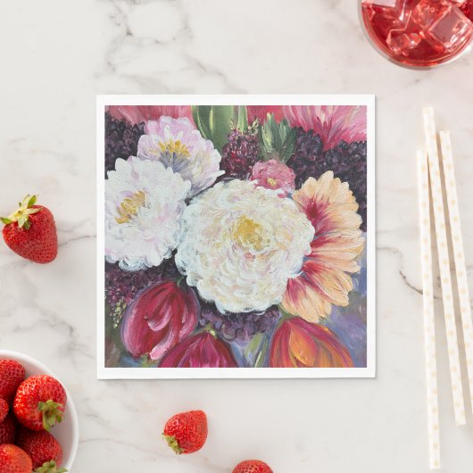 Süße Freude abstraktes Blumengemälde-Design Serviette (Beispiel)