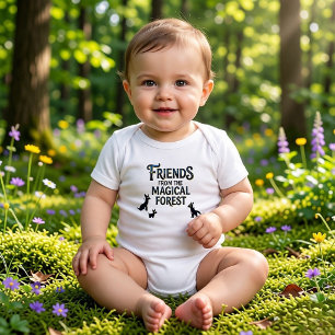 Süße Freunde aus der magischen Wald-Silhouette Baby Strampler