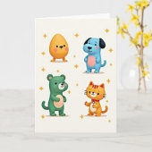 Süße Freunde Grußkarte Karte (Gelbe Blume)