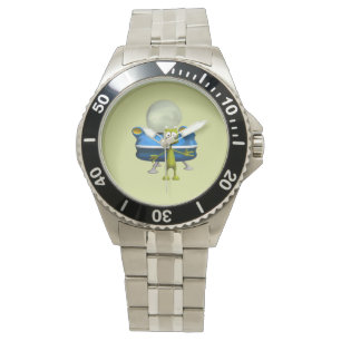 Süße freundliche Alien-UFO-Cartoon-Weltraum-Kunst Armbanduhr