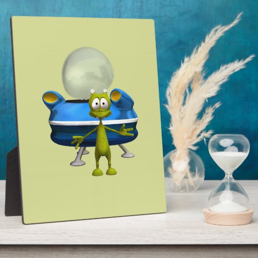 Süße freundliche Alien-UFO-Cartoon-Weltraum-Kunst Fotoplatte (Seite)