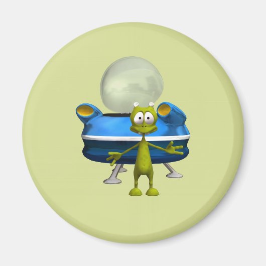 Süße freundliche Alien-UFO-Cartoon-Weltraum-Kunst Magnet (Vorne)