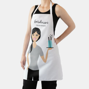 Süße Friseurin Frau Illustration Haarstylistin Schürze