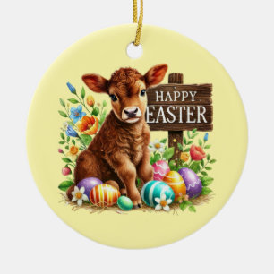 Süße frohe Ostern anpassbare Kuh Keramik Ornament