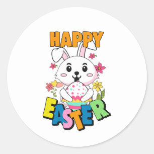 Süße Frohe Ostern Hase Wortkunst  Runder Aufkleber