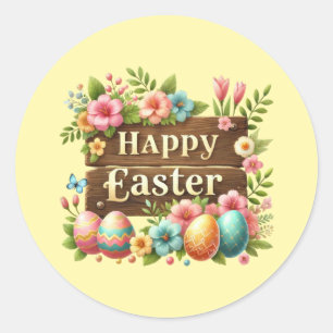 Süße Frohe Ostern Wortkunst Runder Aufkleber