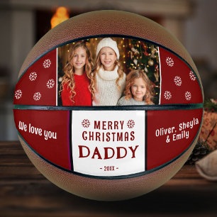 Süße Frohe Weihnachten Papa Familienfoto Basketball
