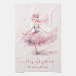 Süße frohe Weihnachten weiche rosa Ballerina  Geschirrtuch