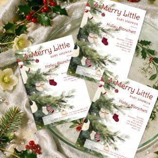 Süße fröhliche kleine Weihnachts-Baby-Shower-Baum Einladung