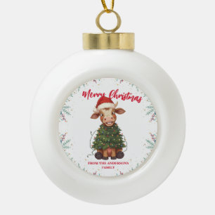 Süße fröhliche Kuh Weihnachtsbaum Kalb Ochse Xmas Keramik Kugel-Ornament