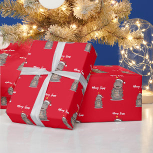 Süße fröhliche Nilpferd-Weihnachtsbaum-Zoo-Safari- Geschenkpapier