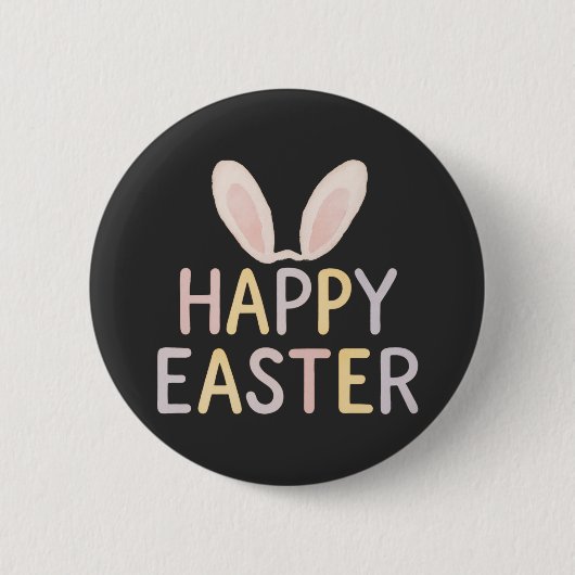 Süße Fröhliche Ostern Wasserfarbe Hasenohren Button (Vorderseite)