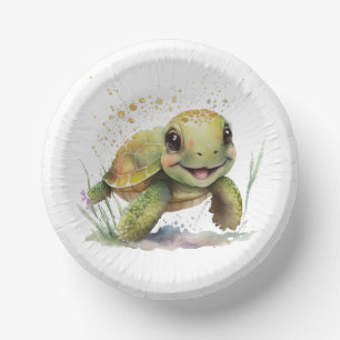 Süße fröhliche Schildkröte Papier-Schalen Pappteller