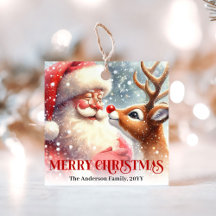 Süße fröhliche Weihnachtsmann-Rudolph-Geschenkanhä