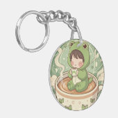 Süße Frosch-Coffee-Tale-Design Schlüsselanhänger (Vorderseite links)