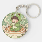 Süße Frosch-Coffee-Tale-Design Schlüsselanhänger (Rückseite)