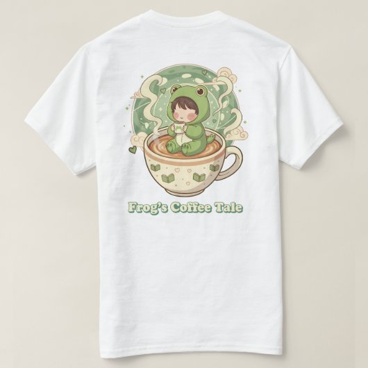 Süße Frosch-Coffee-Tale-Design T-Shirt (Design Rückseite)