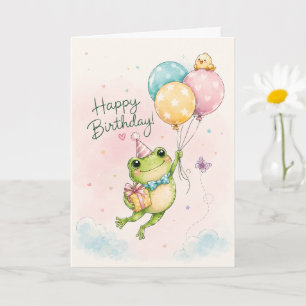 Süße Frosch-Geburtstagsballons-Grußkarte Karte
