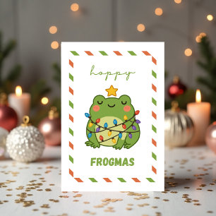 Süße Frosch “Hoppy Frogmas” Lustige Weihnachtskart Feiertagskarte