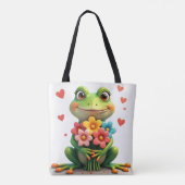 Süße Frosch- und Blumen-Tragetasche Tasche (Rückseite)