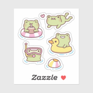 Süße Frösche genießen Sommer-Sticker-Set Aufkleber