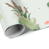 Süße Frösche im Seerosenteich Geschenkpapier (Rolleneckpunkt)