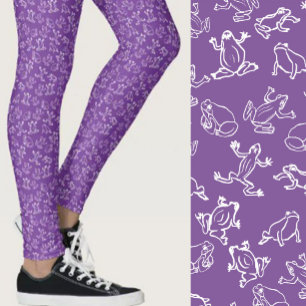 Süße Frösche Lila und Weiß Muster Leggings