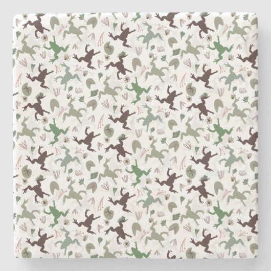 Süße Frösche Natur Blumenmuster Steinuntersetzer (Vorderseite)