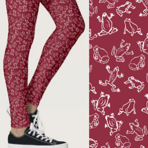 Süße Frösche Rot-Weiß-Muster Leggings