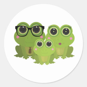 Süße Froschfamilie Runder Aufkleber
