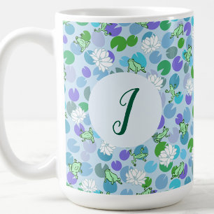 Süße Froschkunst Blaue Seerosen Benutzerdefinierte Kaffeetasse