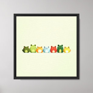 Süße Froschreihe – Farbige Kawaii-Tierkunst Leinwanddruck