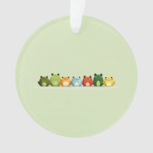 Süße Froschreihe – Farbige Kawaii-Tierkunst Ornament