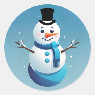 Süße Frosty-Schneemann-Illustration Runde Aufklebe Runder Aufkleber
