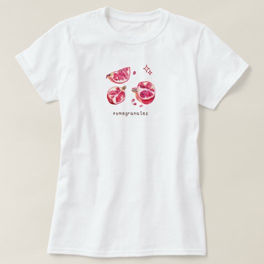 Süße Frucht-Ästhetik Granatapfel rosa T-Shirt (Design vorne)