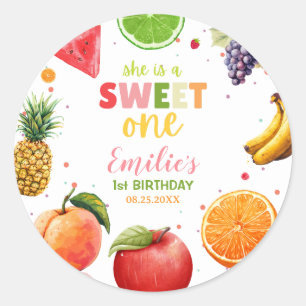 Süße Früchte zum 1. Geburtstag, Sommerparty Runder Aufkleber