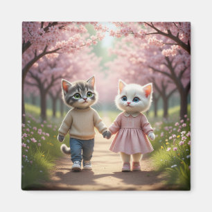 Süße Frühjahrs-Katzen-Magnet   Tom & Luna Kirschbl Magnet