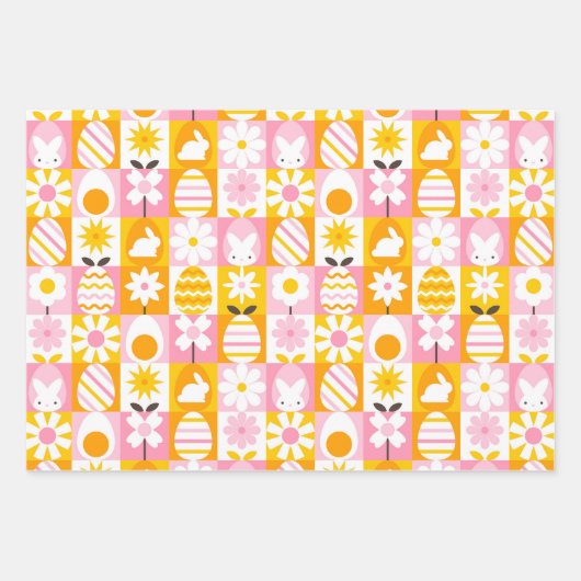 Süße Frühlings-Oster-Patchwork Geschenkpapier Set (Vorderseite)
