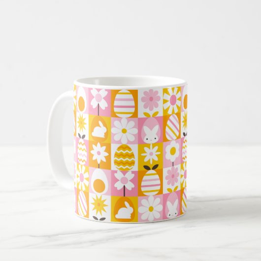 Süße Frühlings-Oster-Patchworkarbeit Kaffeetasse (Vorderseite Links)