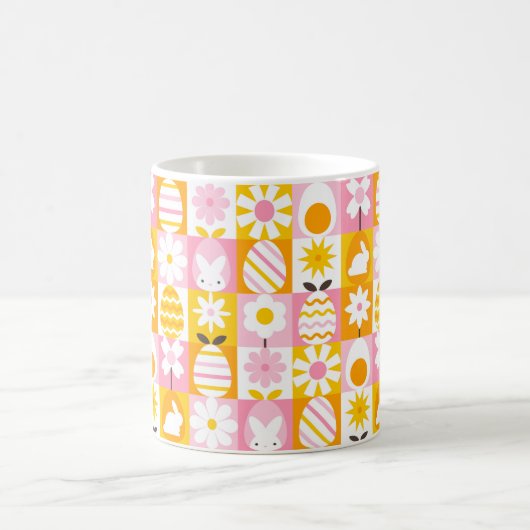 Süße Frühlings-Oster-Patchworkarbeit Kaffeetasse (Mittel)