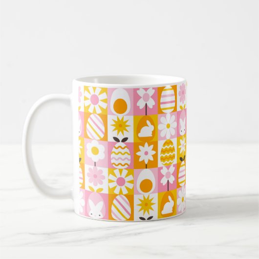 Süße Frühlings-Oster-Patchworkarbeit Kaffeetasse (Links)