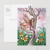 Süße Frühlingsblumen-Fee Kunst Postkarte (Vorne/Hinten)