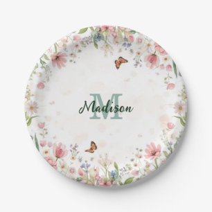 Süße Frühlingsblumen Wildblumenstrauß Schmetterlin Pappteller