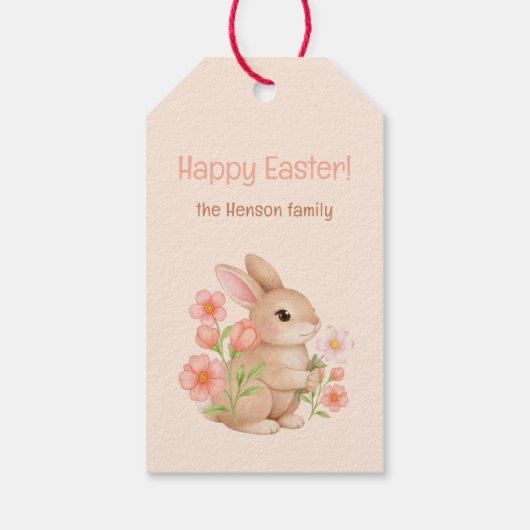 Süße Frühlingshasen & Blumengarten Geschenkanhänger (Rückseite)