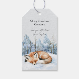 Süße Fuchs Blaue Weihnachts-Schneeflocken Geschenkanhänger