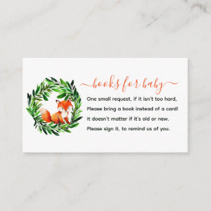 Süße Fuchs-Bücher für Baby Shower-Beilagekarte Begleitkarte